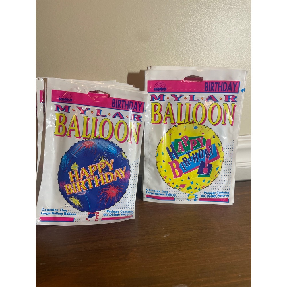 Vintage Anagram Happy Birthday Mylar Balloon Fireworks  Large Helium 20 item Lot